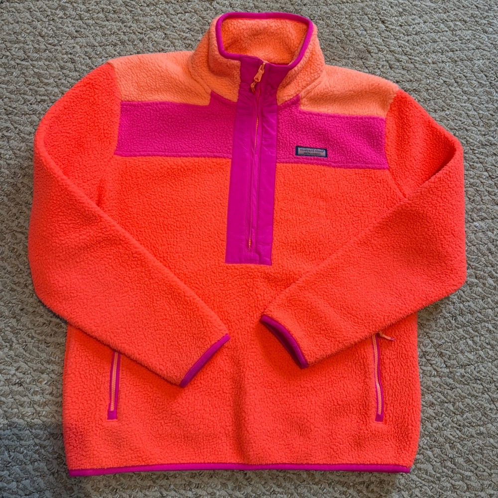 Vineyard Vines The Shep Shirt Pullover Bright Sweater Women's Orange Pink Size M